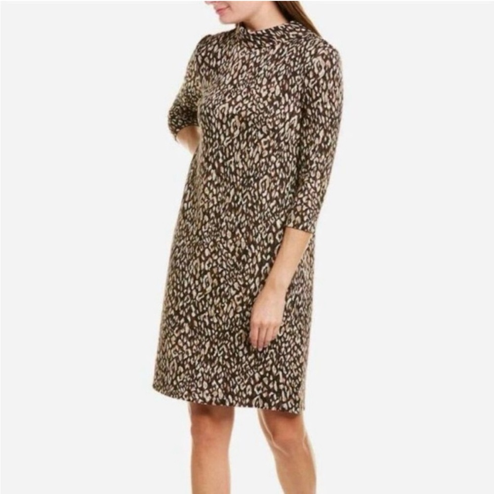 J. McLaughlin Womens sz S NWT Sheila Swing Dress Cheetah Mock Neck Career